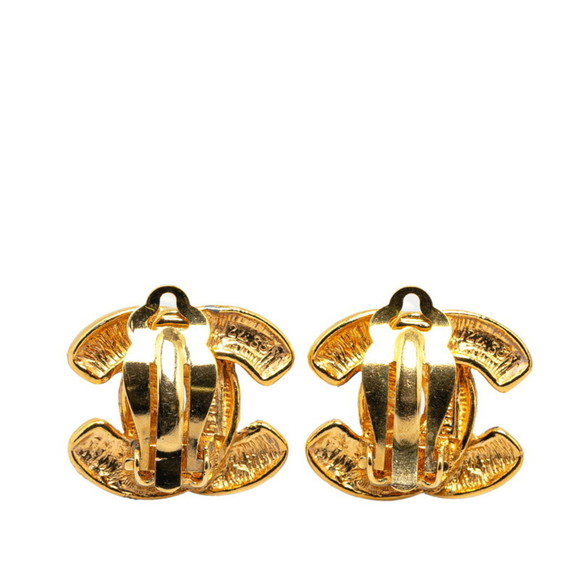 CHANEL Coco Mark Matelasse Earrings Gold Plated - Picture 2 of 5